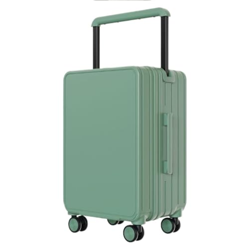 PSUFURV Trolley-Koffer Mittelmontierter, Breiter Trolley-Koffer, Business-Koffer, Wasserdichter Universal-Rollenkoffer for Herren Und Damen Reisekoffer (Color : Green, Size : 24in) von PSUFURV