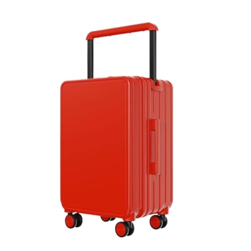 PSUFURV Trolley-Koffer Mittelmontierter, Breiter Trolley-Koffer, Business-Koffer, Wasserdichter Universal-Rollenkoffer for Herren Und Damen Reisekoffer (Color : Red, Size : 20in) von PSUFURV