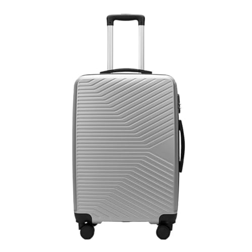 PSUFURV Trolley-Koffer Passwort-Koffer, 20-Zoll-PC-Reißverschluss-Trolley-Koffer, Universeller Rad-Boarding-Koffer for Herren Und Damen Reisekoffer (Color : Silver, Size : 20in) von PSUFURV