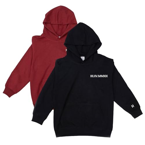 PSUNEY Individuell Bestickter Römischer Ziffern Hoodies Sweatshirt Individuelles Datum und Name Personalisiertes Geschenk für Paar Geburtstag Freundin Freund Jahrestag Valentinstag Weihnachten von PSUNEY