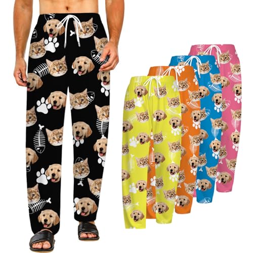 PSUNEY Personalisierte lustige Pyjamahose mit Fotogesicht Individueller Gesichts Pyjama Benutzerdefinierte Foto Gesicht gedruckt Nachtwäsche Pyjama Hosen Familienpyjamas Loungewear Geschenke von PSUNEY