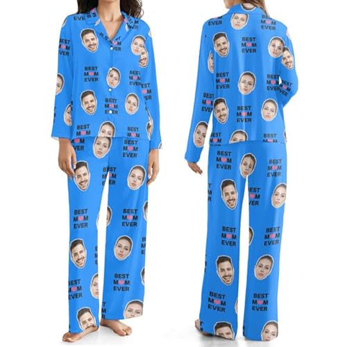 Personalisierter Pyjama, Personalisierte Pyjama-Set mit Gesicht Foto Damen Herren lustige Foto Geschenke angepasst von PSUNEY