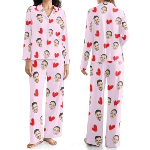 Personalisierter Pyjama, Personalisierte Pyjama-Set mit Gesicht Foto Damen Herren lustige Foto Geschenke angepasst von PSUNEY