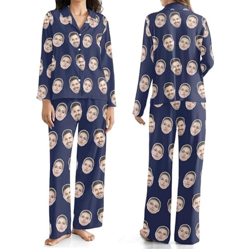 Personalisierter Pyjama, Personalisierte Pyjama-Set mit Gesicht Foto Damen Herren lustige Foto Geschenke angepasst von PSUNEY