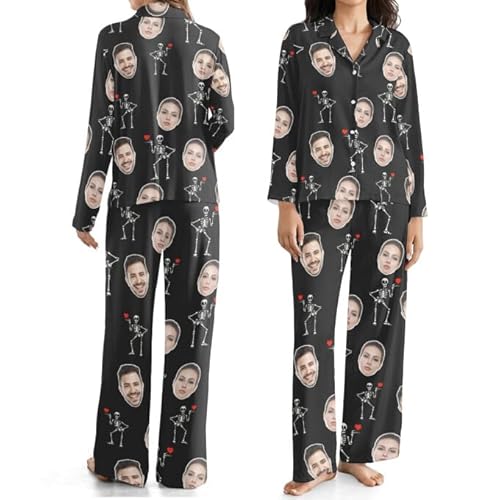 Personalisierter Pyjama, Personalisierte Pyjama-Set mit Gesicht Foto Damen Herren lustige Foto Geschenke angepasst von PSUNEY