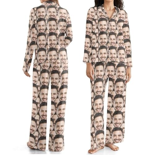 Personalisierter Pyjama, Personalisierte Pyjama-Set mit Gesicht Foto Damen Herren lustige Foto Geschenke angepasst von PSUNEY