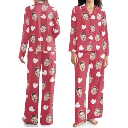 Personalisierter Pyjama, Personalisierte Pyjama-Set mit Gesicht Foto Damen Herren lustige Foto Geschenke angepasst von PSUNEY