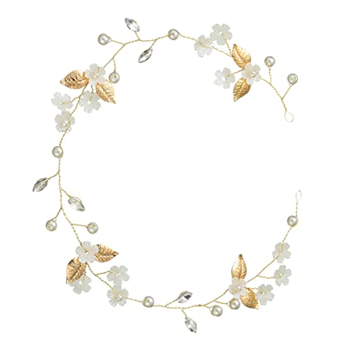 1pc Kopfschmuck Blume Party Goldene Blatt Perle Hochzeit Frauen Haarschmuck Dekoration Zarte Braut Rebe Legierung Kopf for Braut Mädchen Zubehör Stirnband Elegant Kreativ Schönheitr von PSVOD