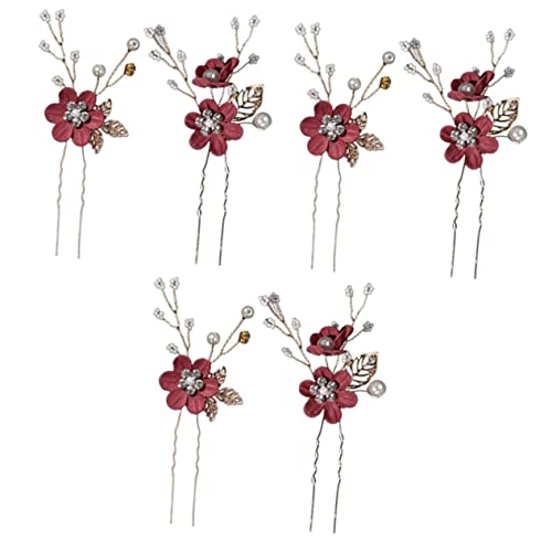 2 Stück Brötchen Hochzeit for Perlen Vintage Brautschmuck Stifte Strass Zarte Party Haare U-förmiger Kamm Frauen Haarnadel Stick Haarnadeln Clip Sticks Kristall Blume Abschlussball Tuch Strass Schönhe von PSVOD