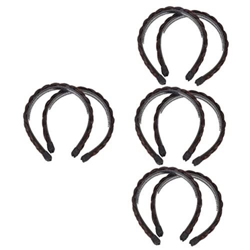 2 Stück Kopfbedeckung Haarbänder Mädchen Kopfschmuck Entworfenes Haarband Flechten Perücke Haargeflecht Stirnbänder Band Schönheit (Color : Brown 1x4pcs, Size : 15X12CMx4pcs) von PSVOD