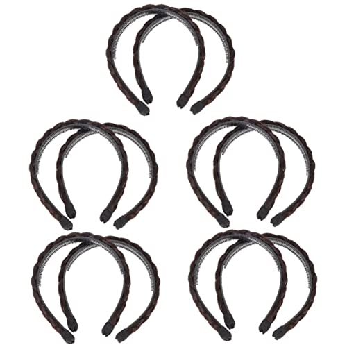 2 Stück Kopfbedeckung Haarbänder Mädchen Kopfschmuck Entworfenes Haarband Flechten Perücke Haargeflecht Stirnbänder Band Schönheit (Color : Brown 1x5pcs, Size : 15X12CMx5pcs) von PSVOD