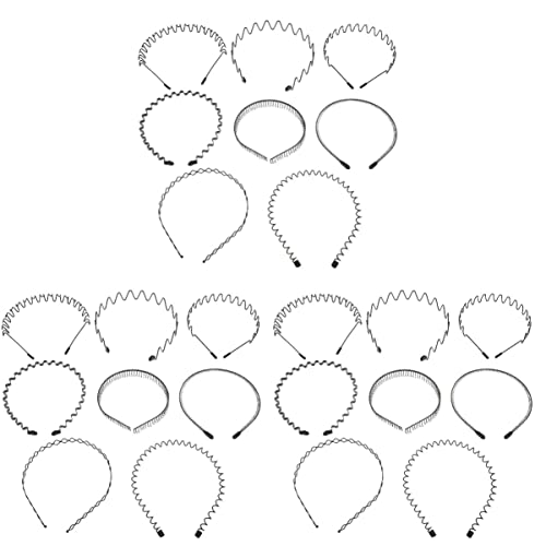 24 Stück Metall Stirnbänder Spiral Stirnband gewelltes Stirnband Herren Metall Haarband gewelltes Haarband Herren Schönheit ( Color : Blackx3pcs , Size : 15x14cmx3pcs ) von PSVOD