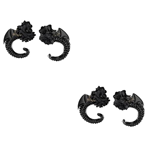 4 Stück Horn Frauen Zarte Blume Schaf Kopfbedeckung Schwarzer Ochse Exquisite Gothic Clips, mit Kopfbedeckung Chic Devil Haarnadeln Clip Performance Decors Dekoratives Cosplay Halloween silber (Color von PSVOD