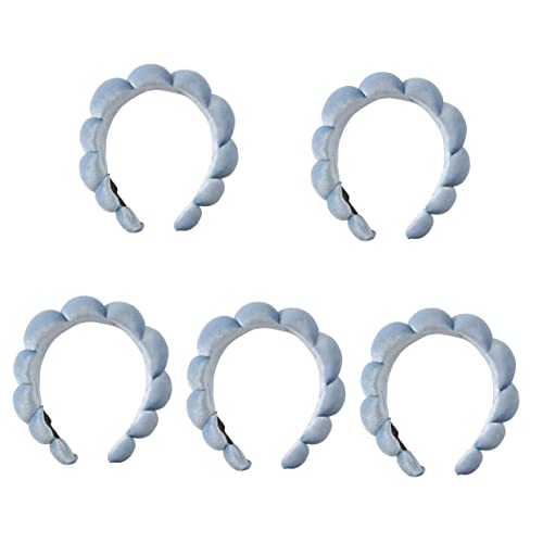 5pcs Face Womens Women Dekorative Hoop Fashion Braided Wide Wedding Headband Anime Blue Foam Hand Hair Puffy Padded Washing for Girl Costume Skincare Makeup Headdress Kids Schönheitr von PSVOD