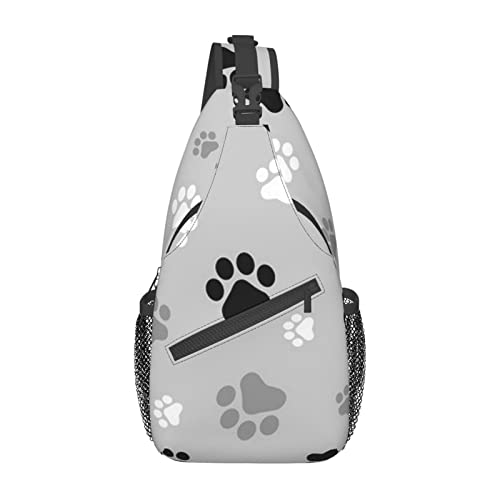 Animal Paw Prints Casual Messenger Bag Herren Hüfttasche Brusttasche One Shoulder Sling Rucksack Reisen und Wandern, Schwarz, Einheitsgröße von PSVOD