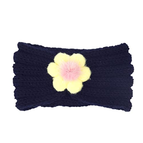 Blumenfarbe und 21 Haarband Wolle for warme Kinder Herbst Stirnband festes Haarband Top Stirnband Winter Colo Gummibänder for Haare silber (Color : Navy, Size : Taille unique) von PSVOD