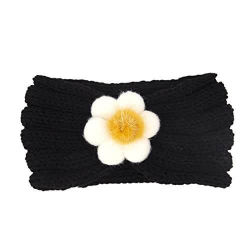 Blumenfarbe und 21 Haarband Wolle for warme Kinder Herbst Stirnband festes Haarband Top Stirnband Winter Colo Gummibänder for Haare silber (Color : Nero, Size : Taille unique) von PSVOD