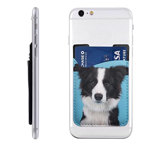 Border Collie Handy-Kartenhalter, PU-Leder, Kreditkarten-Ausweis-Tasche, 3 m, selbstklebende Hülle für alle Smartphones, Weiss/opulenter Garten, Einheitsgröße von PSVOD