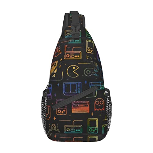 Game Video Gaming Muster Casual Messenger Bag Herren Hüfttasche Brusttasche One Shoulder Sling Rucksack Reisen und Wandern, Schwarz, Einheitsgröße von PSVOD