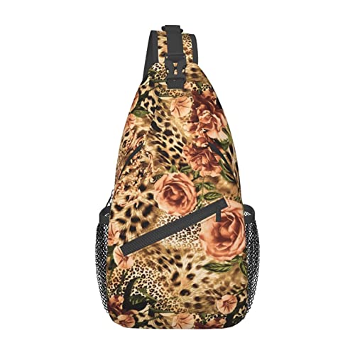 Gestreifte Leopard Casual Messenger Bag Herren Hüfttasche Brusttasche One Shoulder Sling Rucksack Reisen und Wandern, Schwarz, Einheitsgröße von PSVOD