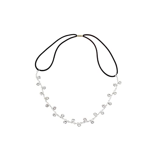 Haarspangen, Valentinstagsgeschenk, Stirnband, Kopfbedeckung, 1 Stück, Damen, Damen, elastisch, Legierung, Strass, Kopfkette, Diamant-Stirnband silber von PSVOD