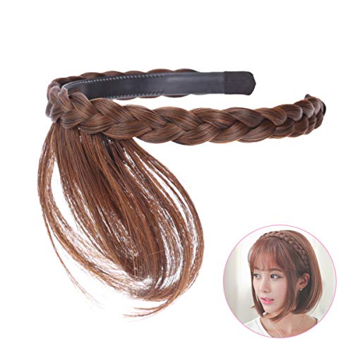 Harte Perücke Zubehör Stirn Zöpfe Synthetische Frauen Dunkle Schläfen Natürlicher Pony im Stirnband mit menschlichen Fransenbändern Hair Bang Hoop Extensions Braid Girlsdark Hairband Braided Fake Schö von PSVOD