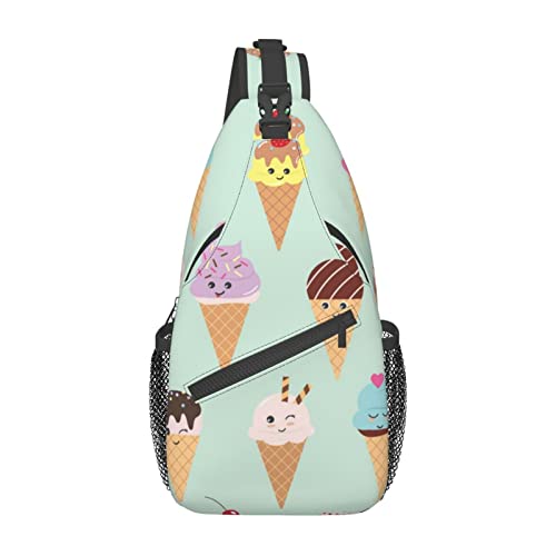 Ice Cream Cones Casual Messenger Bag Herren Hüfttasche Brusttasche One Shoulder Sling Rucksack Reisen und Wandern, Schwarz, Einheitsgröße von PSVOD