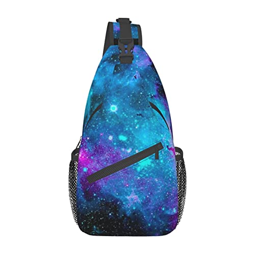 Lila Sternenhimmel Casual Messenger Bag Herren Hüfttasche Brusttasche One Shoulder Sling Rucksack Reisen und Wandern, Schwarz, Einheitsgröße von PSVOD