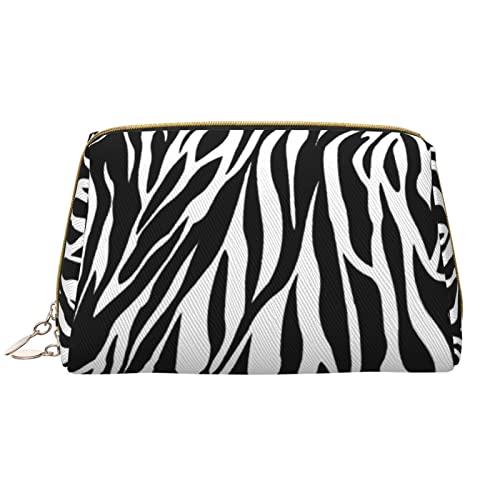 Make-up-Tasche mit Zebra-Druck, Leder, Reise-Make-up-Tasche, tragbare Make-up-Tasche für Damen und Mädchen, Weiss/opulenter Garten, Einheitsgröße von PSVOD