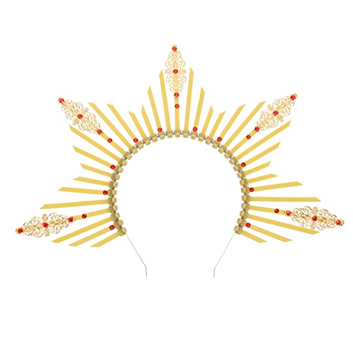 Mary Crown Headband Zip Tie Spiked Crown Goddess Headpiece Kopfschmuck for Cosplay Halloween Kostüm Party Gelb Schönheit ( Color : Yellow ) von PSVOD