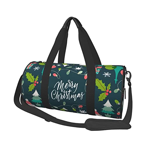 Merry Christmas Sporttasche mit Schuhfach, wasserdicht, Reisetasche für Herren und Damen, mit verstellbarem Riemen, Schwarz, One Size von PSVOD