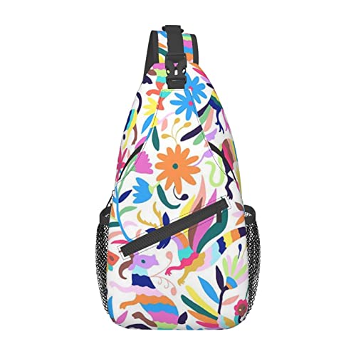 Mexican Otomi Animals Casual Messenger Bag Herren Hüfttasche Brusttasche One Shoulder Sling Rucksack Reisen und Wandern, Schwarz, Einheitsgröße von PSVOD