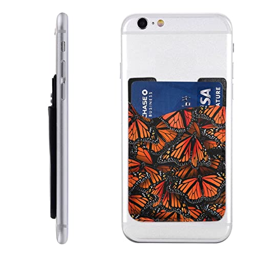 Monarch Butterflies Handy-Kartenhalter aus PU-Leder für Kreditkarten, Ausweis, 3 m Klebehülle für alle Smartphones, Weiss/opulenter Garten, Einheitsgröße von PSVOD