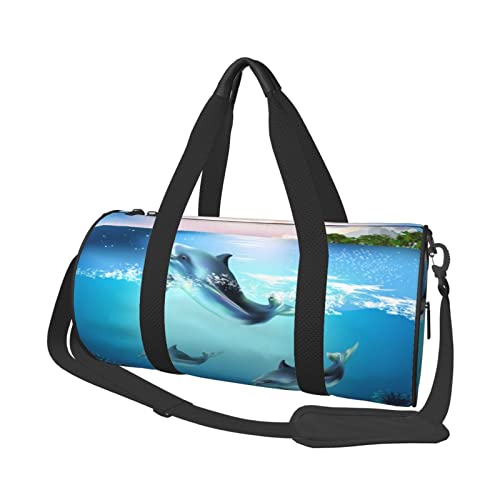 Ocean Sea Animal Niedliche Sporttasche mit Schuhfach, wasserdichte Reisetasche für Männer und Frauen, mit verstellbarem Riemen, Schwarz, One Size von PSVOD