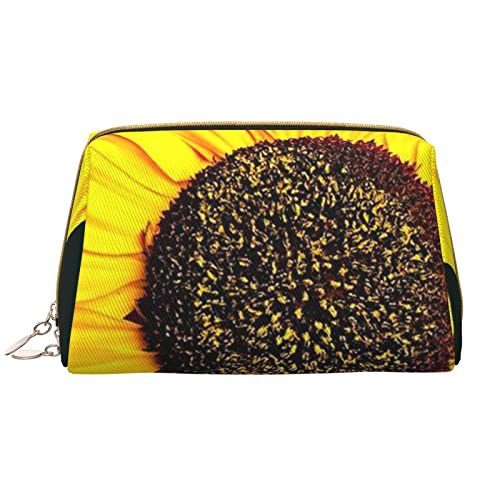 PSVOD Bloom Sunflower Leder Kosmetiktasche, Reise Reißverschluss Kosmetiktasche, tragbare Kosmetiktasche für Frauen und Mädchen, Weiss/opulenter Garten, Einheitsgröße von PSVOD