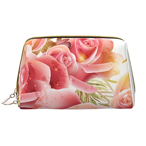 PSVOD Blossom Leder Kosmetiktasche, Reise-Kosmetiktasche mit Reißverschluss, tragbare Kosmetiktasche für Frauen und Mädchen, Weiss/opulenter Garten, Einheitsgröße von PSVOD