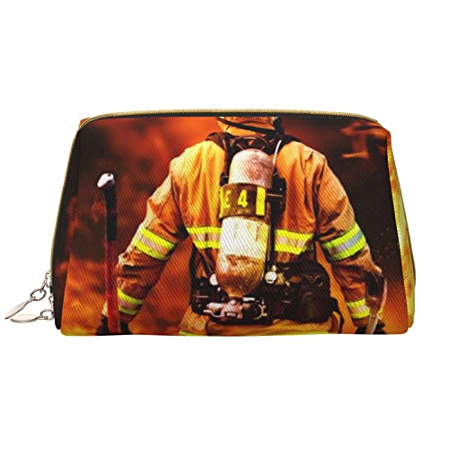 PSVOD Feuerwehrmann Feuerwehrmann Flamme Leder Make-up Tasche Reise Make-up Tasche Tragbare Make-up Tasche Damen Mädchen Make-up Tasche, Weiss/opulenter Garten, Einheitsgröße von PSVOD