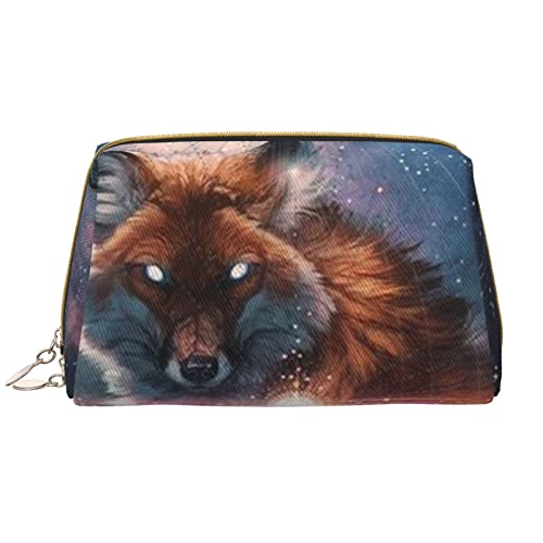 PSVOD Fox On The Galaxy Leder Kosmetiktasche Reise Reißverschluss Kosmetiktasche Tragbare Kosmetiktasche Für Frauen Mädchen, Weiss/opulenter Garten, Einheitsgröße von PSVOD