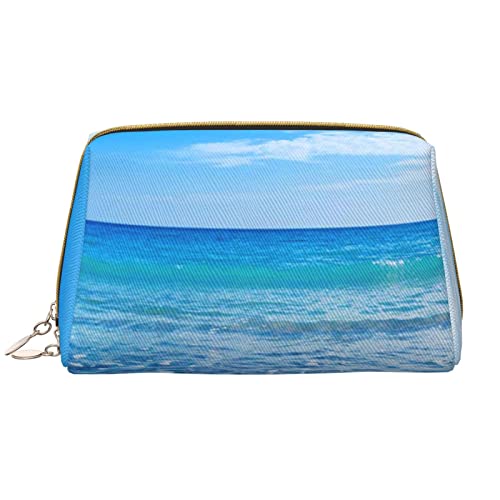 PSVOD Kosmetiktasche aus Leder für Strand und Meer, Reise-Kosmetiktasche, tragbare Kosmetiktasche für Frauen und Mädchen, Weiss/opulenter Garten, Einheitsgröße von PSVOD