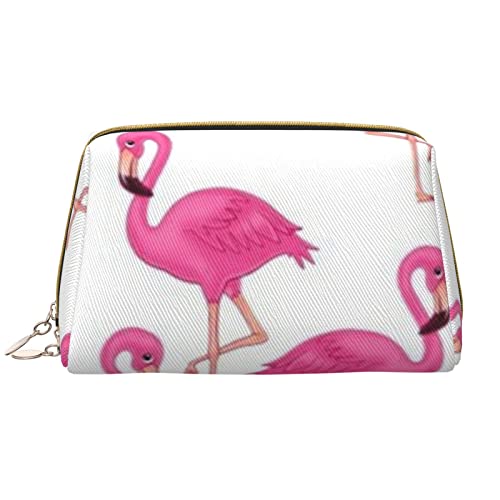 PSVOD Make-up-Tasche aus Leder mit Flamingo-Motiv, Reise-Make-up-Tasche, tragbare Make-up-Tasche für Damen und Mädchen, Rosa, Weiss/opulenter Garten, Einheitsgröße von PSVOD