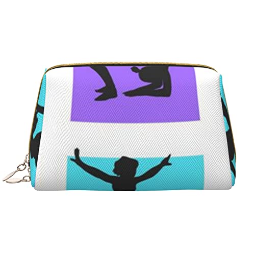 PSVOD Make-up-Tasche für Gymnastikspiele, Leder, Reise-Make-up-Tasche, tragbare Make-up-Tasche für Damen und Mädchen, Weiss/opulenter Garten, Einheitsgröße von PSVOD