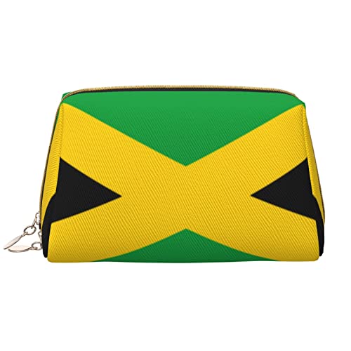 PSVOD Make-up-Tasche mit Jamaika-Flagge, Leder, Reise-Make-up-Tasche, tragbare Make-up-Tasche für Damen und Mädchen, Weiss/opulenter Garten, Einheitsgröße von PSVOD