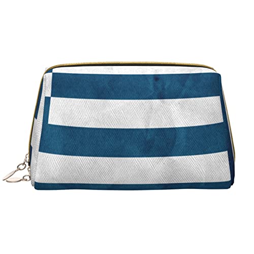 PSVOD Make-up-Tasche mit griechischer Flagge, Leder, Reise-Make-up-Tasche, tragbare Make-up-Tasche für Damen und Mädchen, Weiss/opulenter Garten, Einheitsgröße von PSVOD