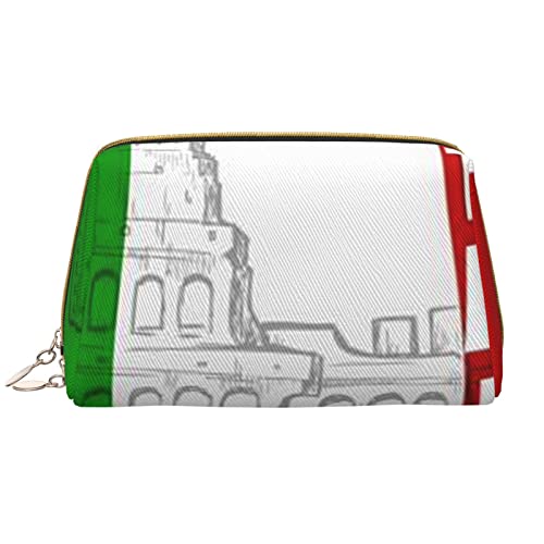 PSVOD Make-up-Tasche mit römischen Kolosseum, italienische Flagge, Leder, Reise-Make-up-Tasche, tragbare Make-up-Tasche für Damen und Mädchen, Weiss/opulenter Garten, Einheitsgröße von PSVOD