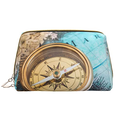 PSVOD Old Compass Leder Kosmetiktasche, Reise Reißverschluss Kosmetiktasche, tragbare Kosmetiktasche für Frauen und Mädchen, Weiss/opulenter Garten, Einheitsgröße von PSVOD