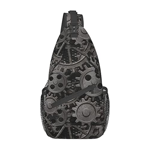 PSVOD Old Metal Gears Crossbody Taschen Herren Schultertaschen Brust Schulterrucksäcke Hüfttaschen Freizeit Crossbody Taschen Reise Sport, Schwarz, Einheitsgröße von PSVOD