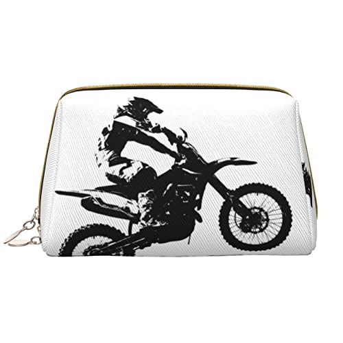 PSVOD Rider Racing Auto Leder Kosmetiktasche, Reise Reißverschluss Kosmetiktasche, tragbare Kosmetiktasche für Frauen und Mädchen, Weiss/opulenter Garten, Einheitsgröße von PSVOD