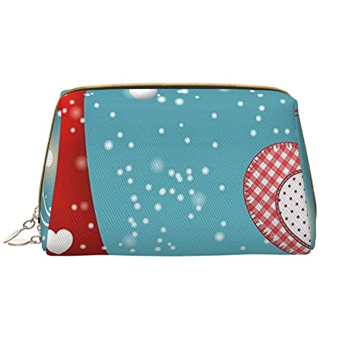 PSVOD Traditionelle Weihnachts-Make-up-Tasche, Wichtelleder, Reise-Make-up-Tasche, tragbare Make-up-Tasche für Damen und Mädchen, Weiss/opulenter Garten, Einheitsgröße von PSVOD