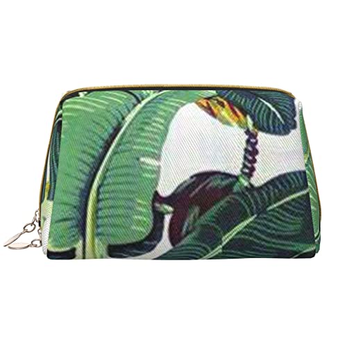 PSVOD Tropische Bananen-Make-up-Tasche, Leder, Reise-Make-up-Tasche, tragbare Make-up-Tasche für Damen und Mädchen, Weiss/opulenter Garten, Einheitsgröße von PSVOD