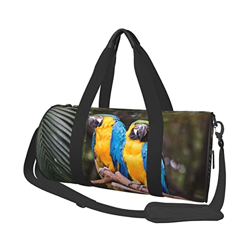 Papageien-Sporttasche mit Schuhfach, wasserdicht, Reisetasche für Herren und Damen, mit verstellbarem Riemen, Schwarz, One Size von PSVOD